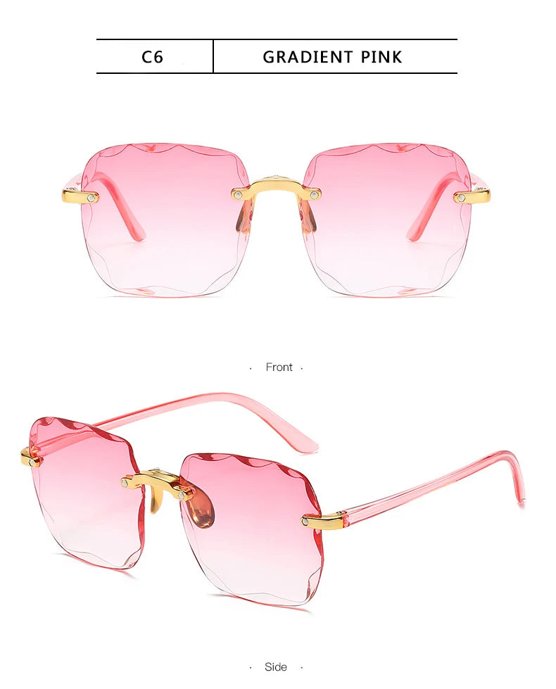 Luxury Statement! Square Rimless Sunglasses for Women – Designer Fashion, Red Lens, UV400 Protection for Men & WomenZXWLYXGX Luxury Brand Designer Rimless Square Sunglasses, Polycarbonate MIRROR Lens, UV400 Shades for Outdoor Fashion