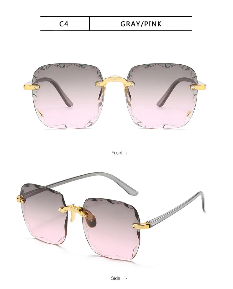 Luxury Statement! Square Rimless Sunglasses for Women – Designer Fashion, Red Lens, UV400 Protection for Men & WomenZXWLYXGX Luxury Brand Designer Rimless Square Sunglasses, Polycarbonate MIRROR Lens, UV400 Shades for Outdoor Fashion