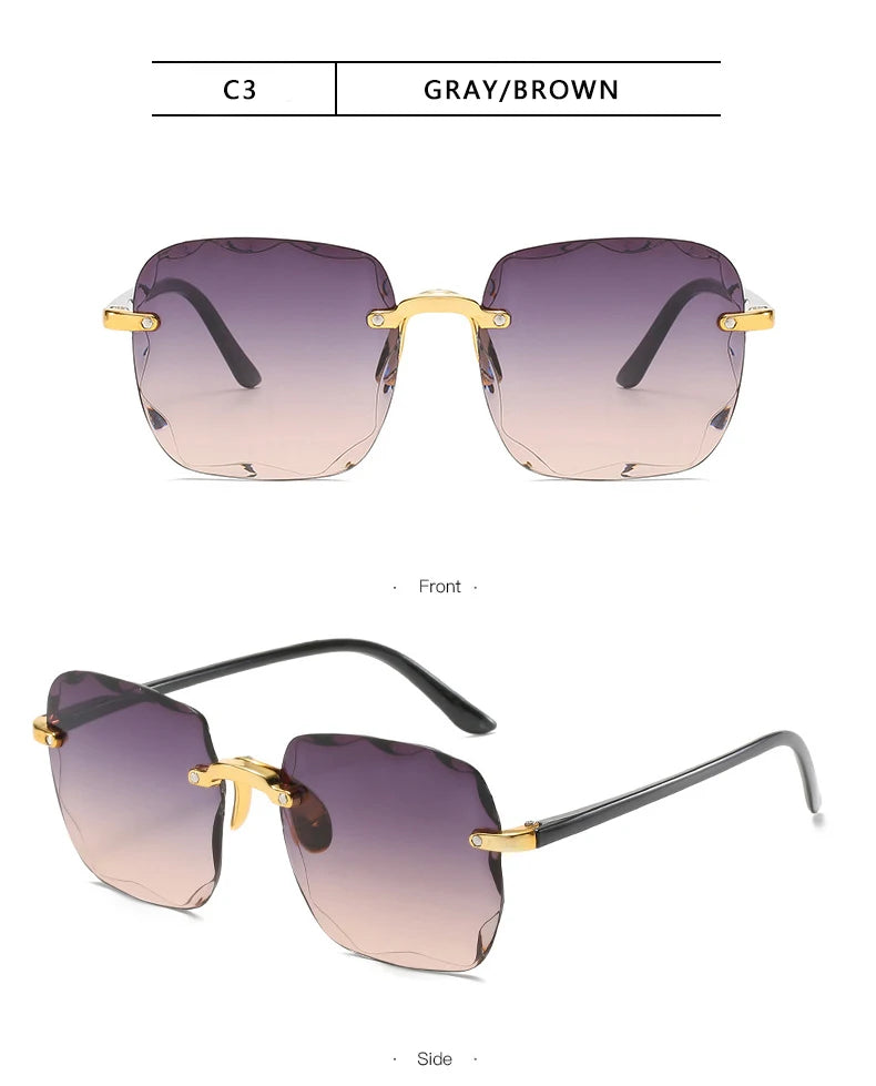 Luxury Statement! Square Rimless Sunglasses for Women – Designer Fashion, Red Lens, UV400 Protection for Men & WomenZXWLYXGX Luxury Brand Designer Rimless Square Sunglasses, Polycarbonate MIRROR Lens, UV400 Shades for Outdoor Fashion