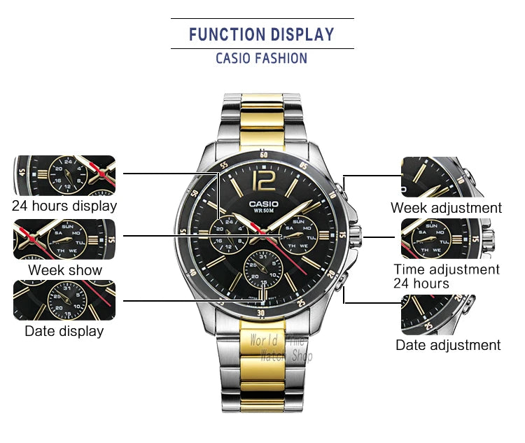 Top Brand Luxury! Casio MTP-1374 Quartz Watch – 50M Water Resistant, Multi-Hand Analog Display for Business & Military Style
