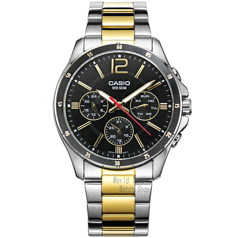 Top Brand Luxury! Casio MTP-1374 Quartz Watch – 50M Water Resistant, Multi-Hand Analog Display for Business & Military Style