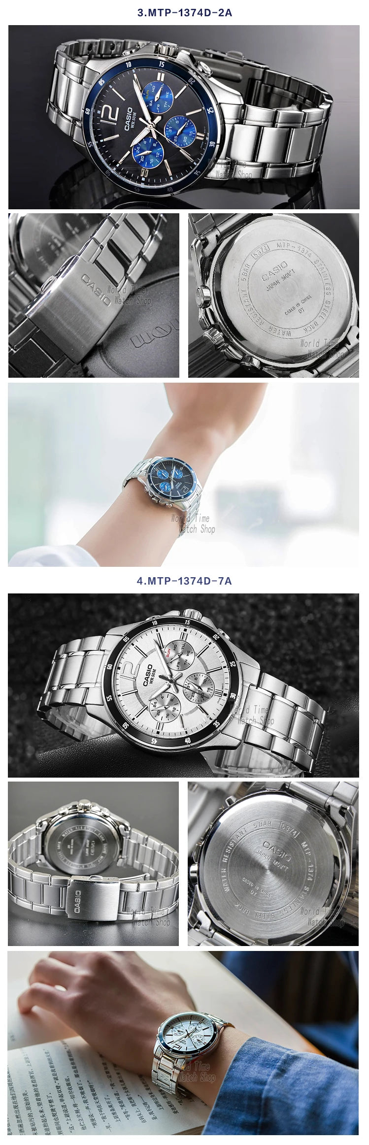 Top Brand Luxury! Casio MTP-1374 Quartz Watch – 50M Water Resistant, Multi-Hand Analog Display for Business & Military Style