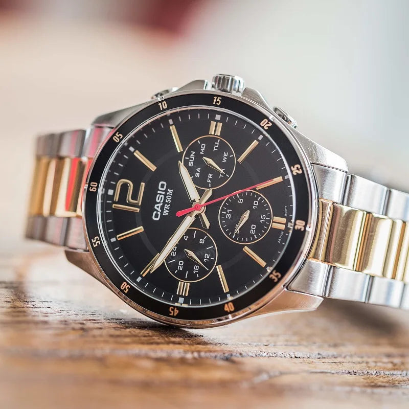 Top Brand Luxury! Casio MTP-1374 Quartz Watch – 50M Water Resistant, Multi-Hand Analog Display for Business & Military Style