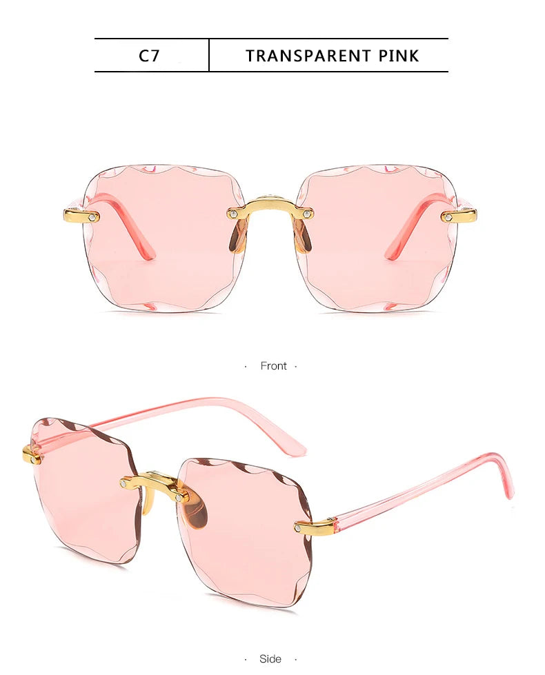 Luxury Statement! Square Rimless Sunglasses for Women – Designer Fashion, Red Lens, UV400 Protection for Men & WomenZXWLYXGX Luxury Brand Designer Rimless Square Sunglasses, Polycarbonate MIRROR Lens, UV400 Shades for Outdoor Fashion