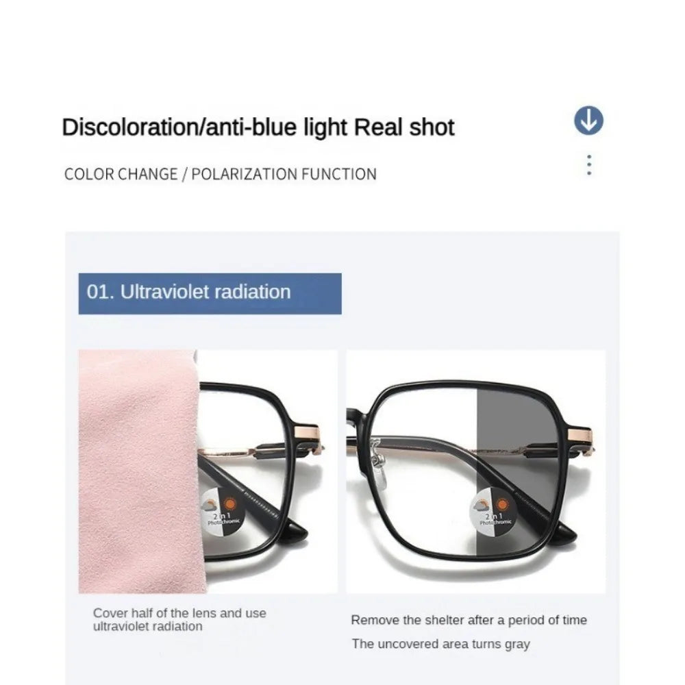 2-in-1 Vision! Photochromic Anti-Radiation Glasses – Blue Light Protection Indoors, UV Tint Outdoors, Unisex Metal Frame