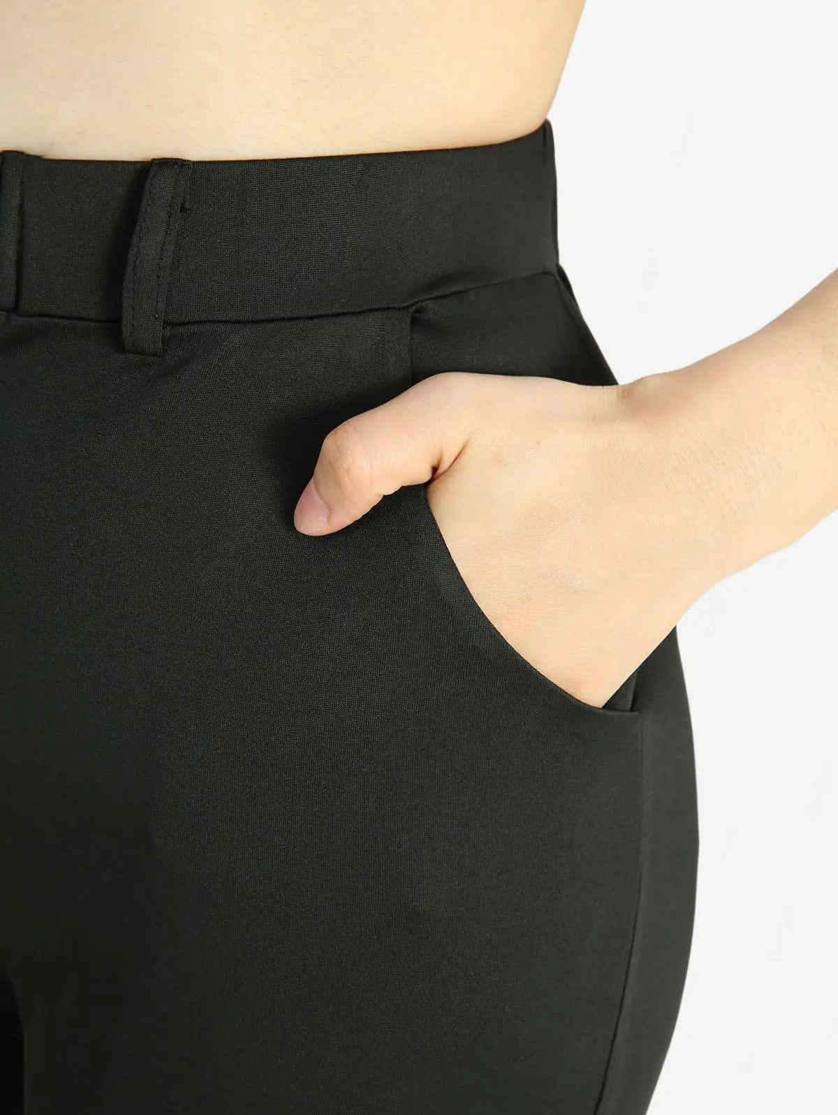 Rosegal Plus Size Lace-Up Contrast Piping Flare Pants – High Waist Wide-Leg Elegance