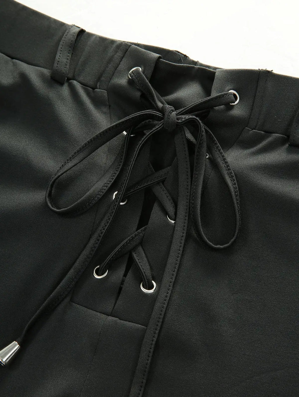 Rosegal Plus Size Lace-Up Contrast Piping Flare Pants – High Waist Wide-Leg Elegance