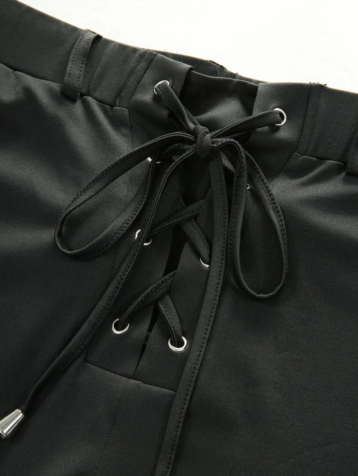 Rosegal Plus Size Lace-Up Contrast Piping Flare Pants – High Waist Wide-Leg Elegance