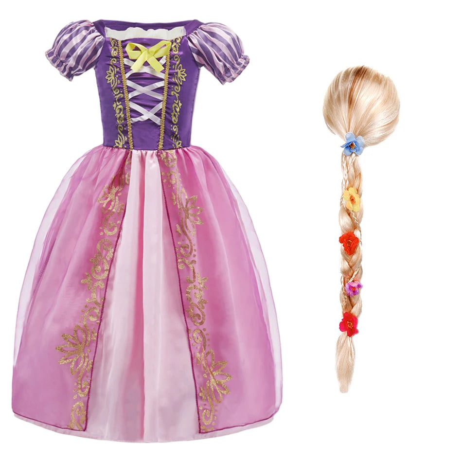 Dreamy Performance Gown! Little Girls' Cinderella Cosplay Dress – Blue Princess, Appliques & Bubble Sleeves