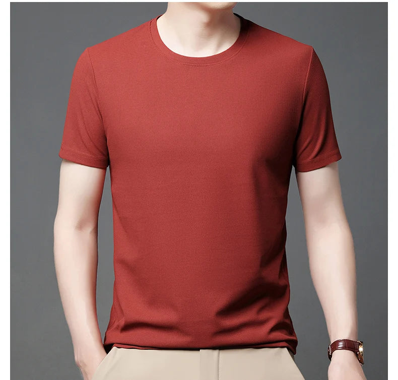 Texture & Comfort! New Summer Waffle Knit T-Shirt for Men – Breathable, Round Neck, Short Sleeve Casual Top