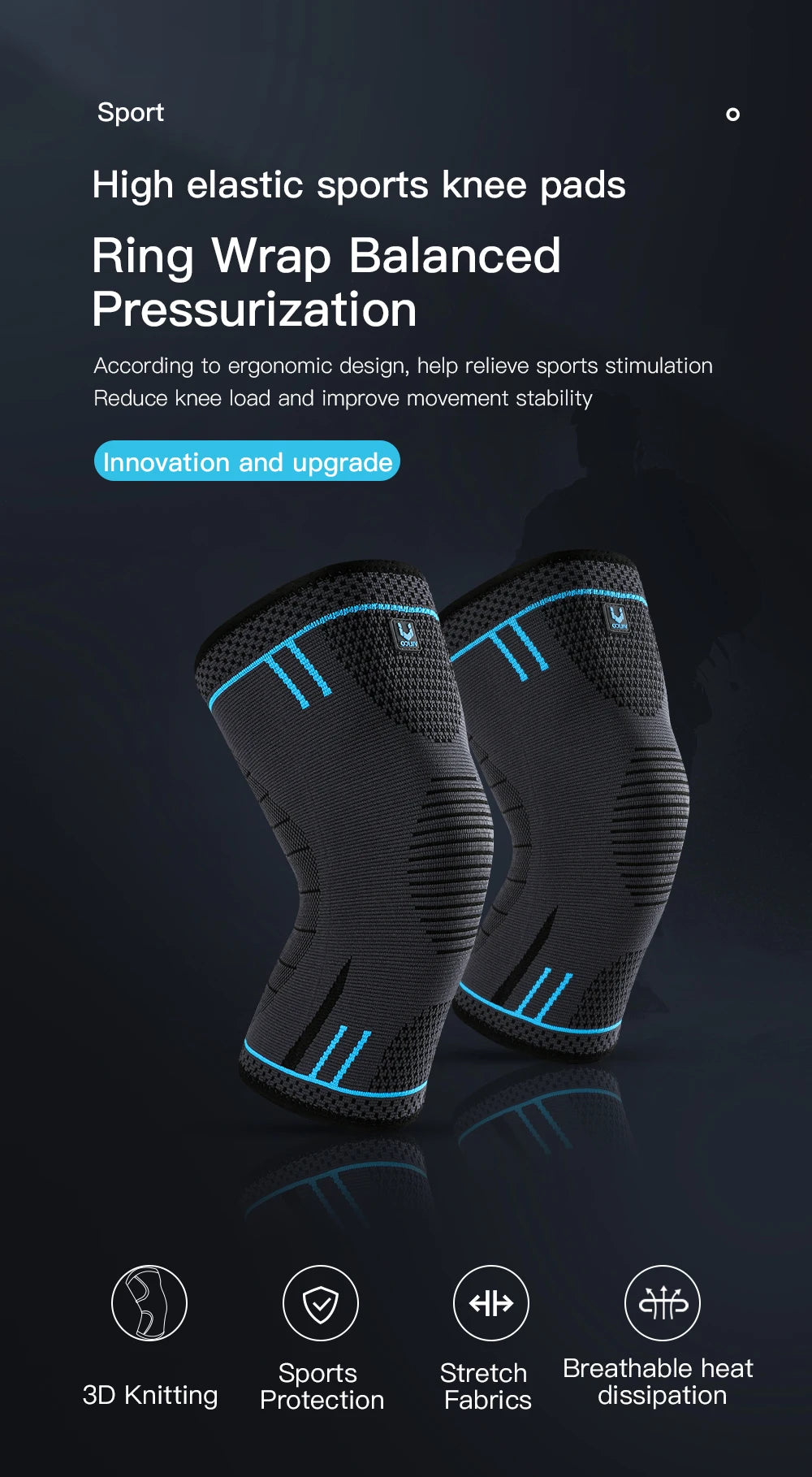Performance Support! 1 PC Elastic Compression Knee Sleeve – Breathable, Anti-Collision Padding for Basketball, Run, Gym