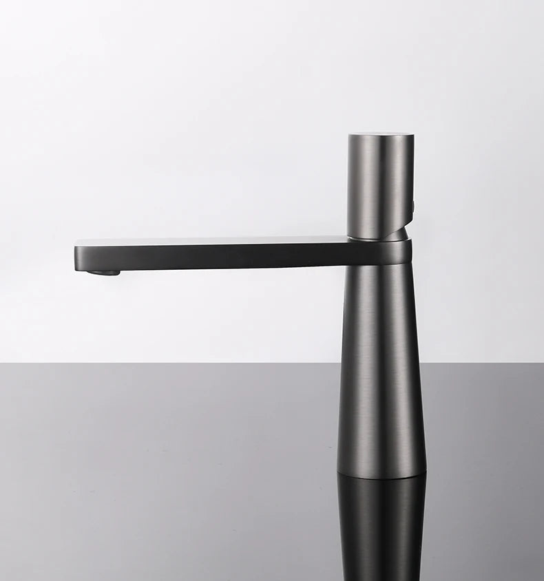 Brushed Gold Solid Brass Bathroom Basin Faucet – Premium Hot & Cold Mixer Tap