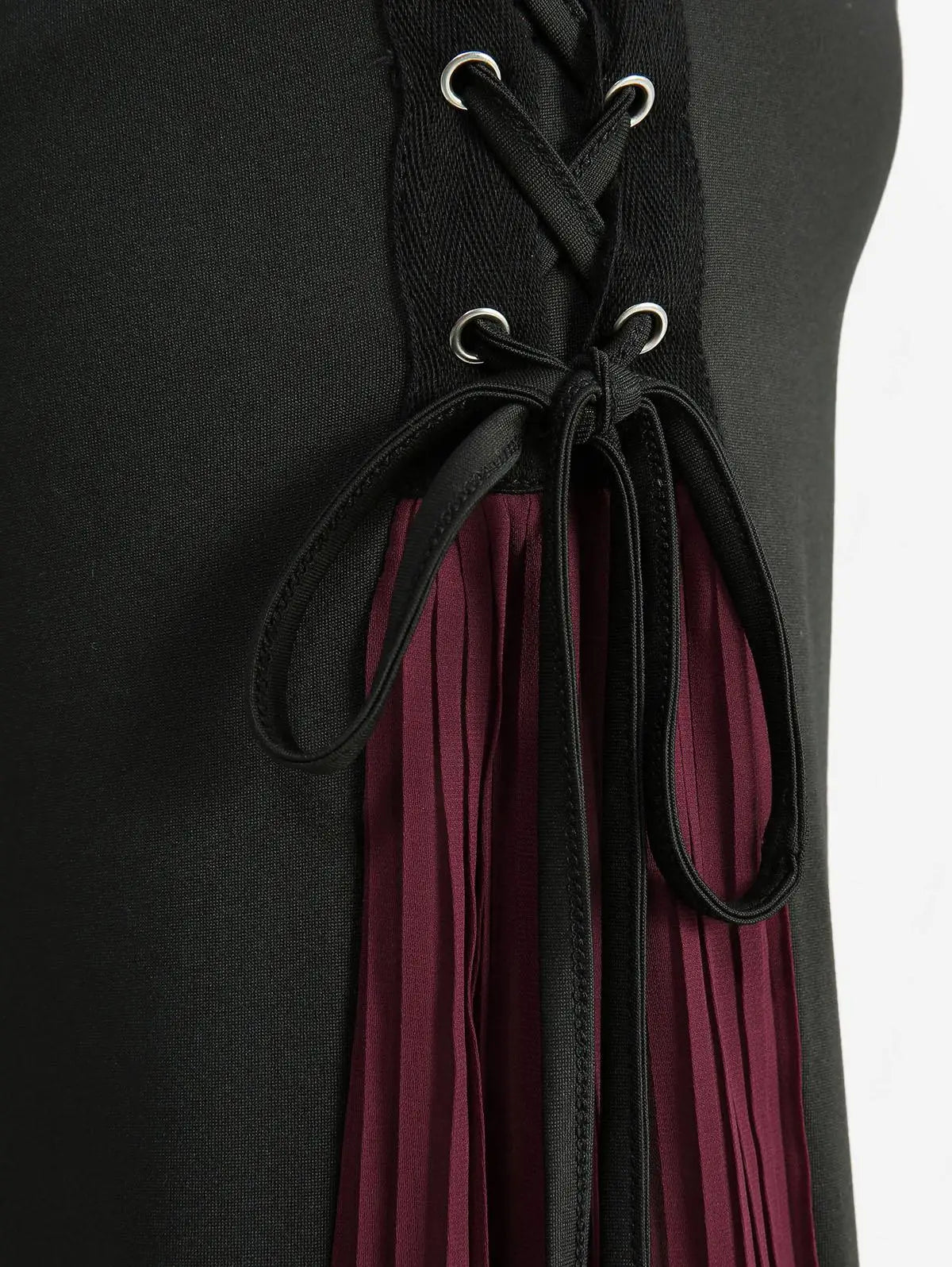 High Street Edge! ROSE GAL Plus Size Flare Pants – Grommets, Lace-Up & Pleated Patchwork Detail, High Stretch Comfort