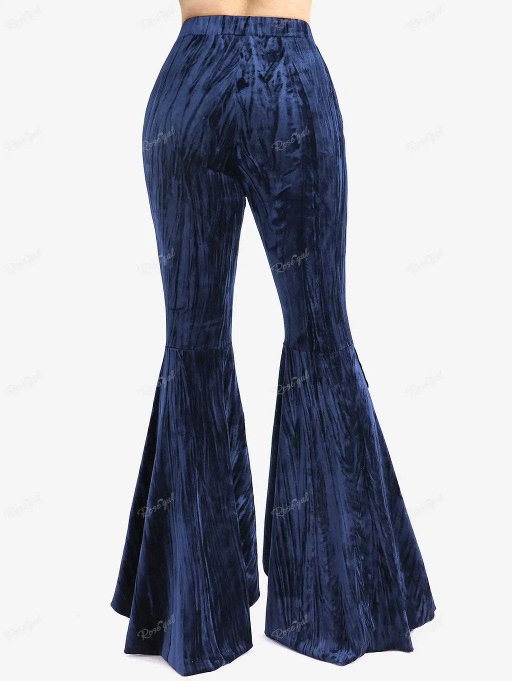 Y2K Revival! ROSE GAL Plus Size Asymmetric Velvet Flare Pants – High-Low Ruffles, Elastic Waist, Perfect for Night Out