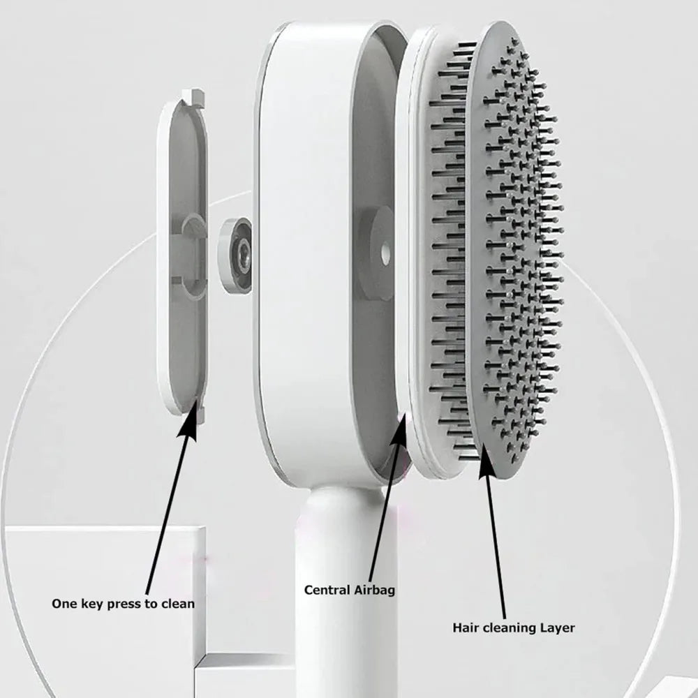 Self-Cleaning Scalp Massage Hair Brush – 3D Air Cushion Detangling Comb