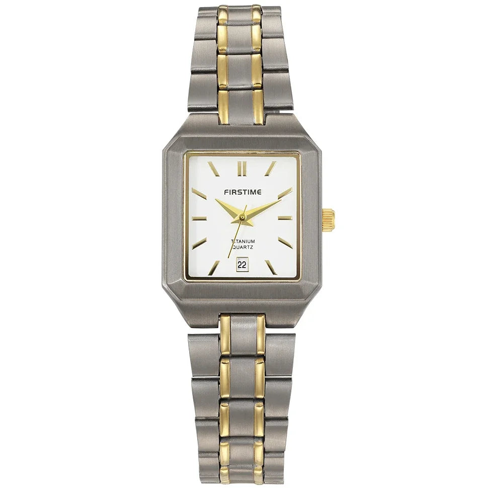 Ultralight Luxury! BERNY Square Titanium Quartz Watch for Women – Gold Tone, Calendar Display, 30M Waterproof