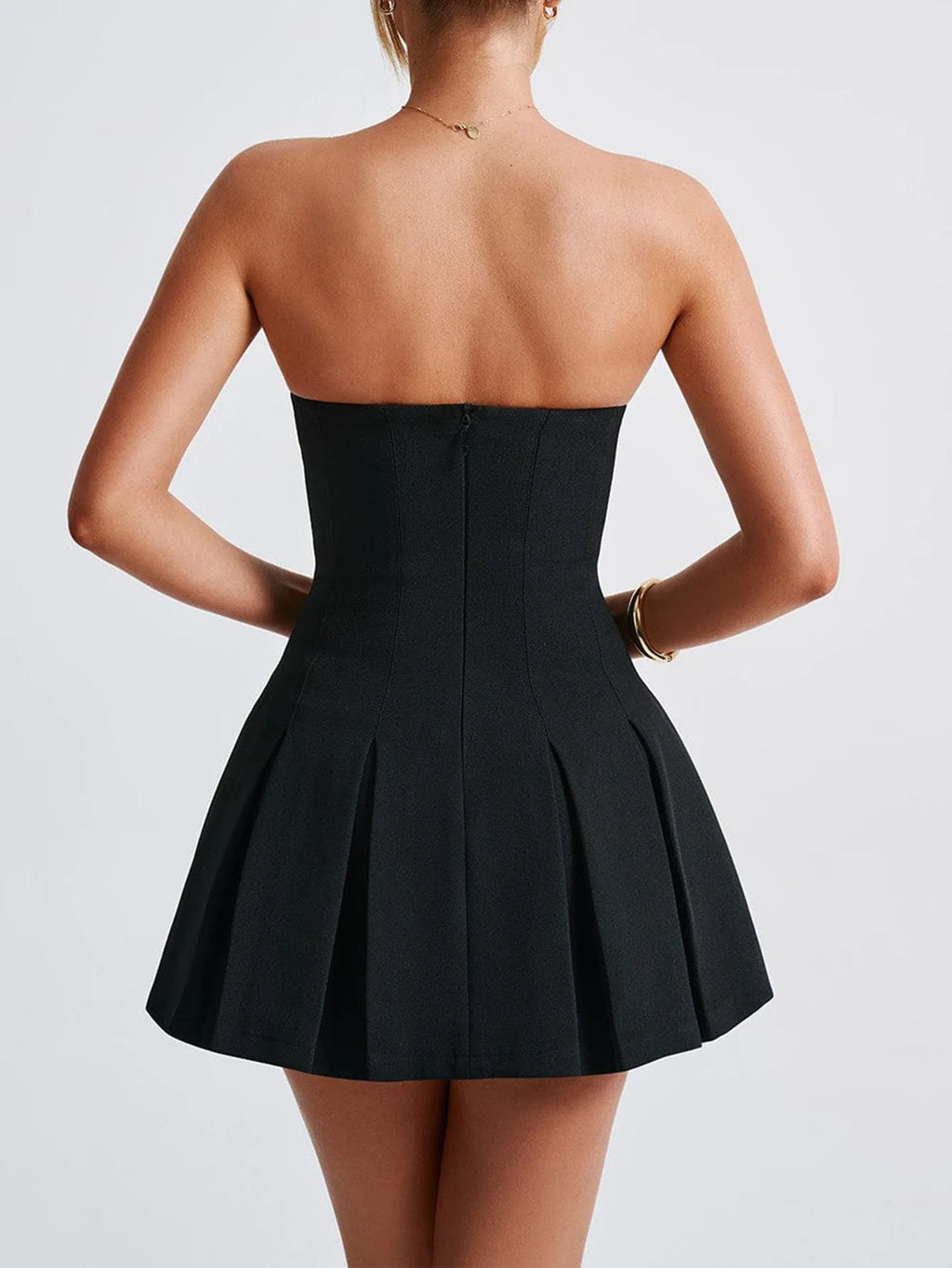 Night Out Glamour! Elegant Pleated Mini Dress – Chic Tube Top, Slim Fit, Perfect for European/American Events