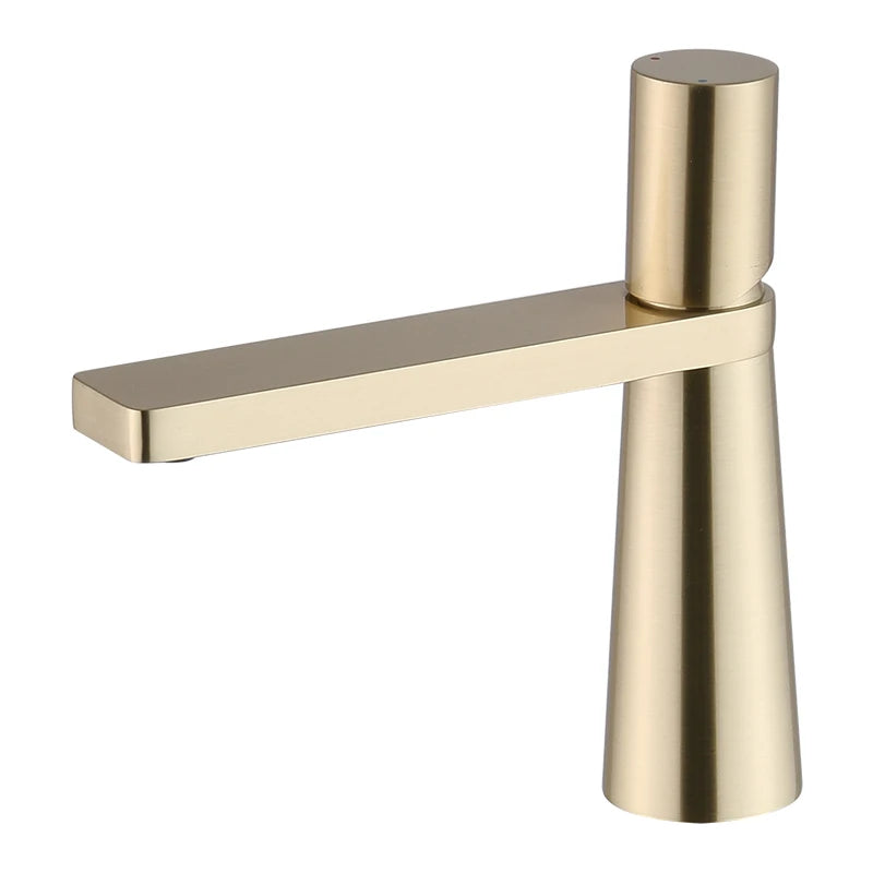 Brushed Gold Solid Brass Bathroom Basin Faucet – Premium Hot & Cold Mixer Tap