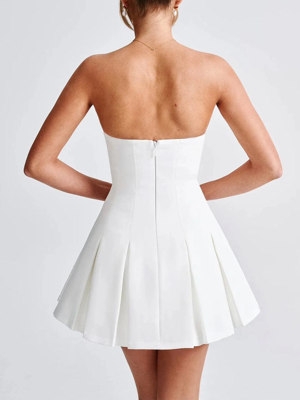 Night Out Glamour! Elegant Pleated Mini Dress – Chic Tube Top, Slim Fit, Perfect for European/American Events