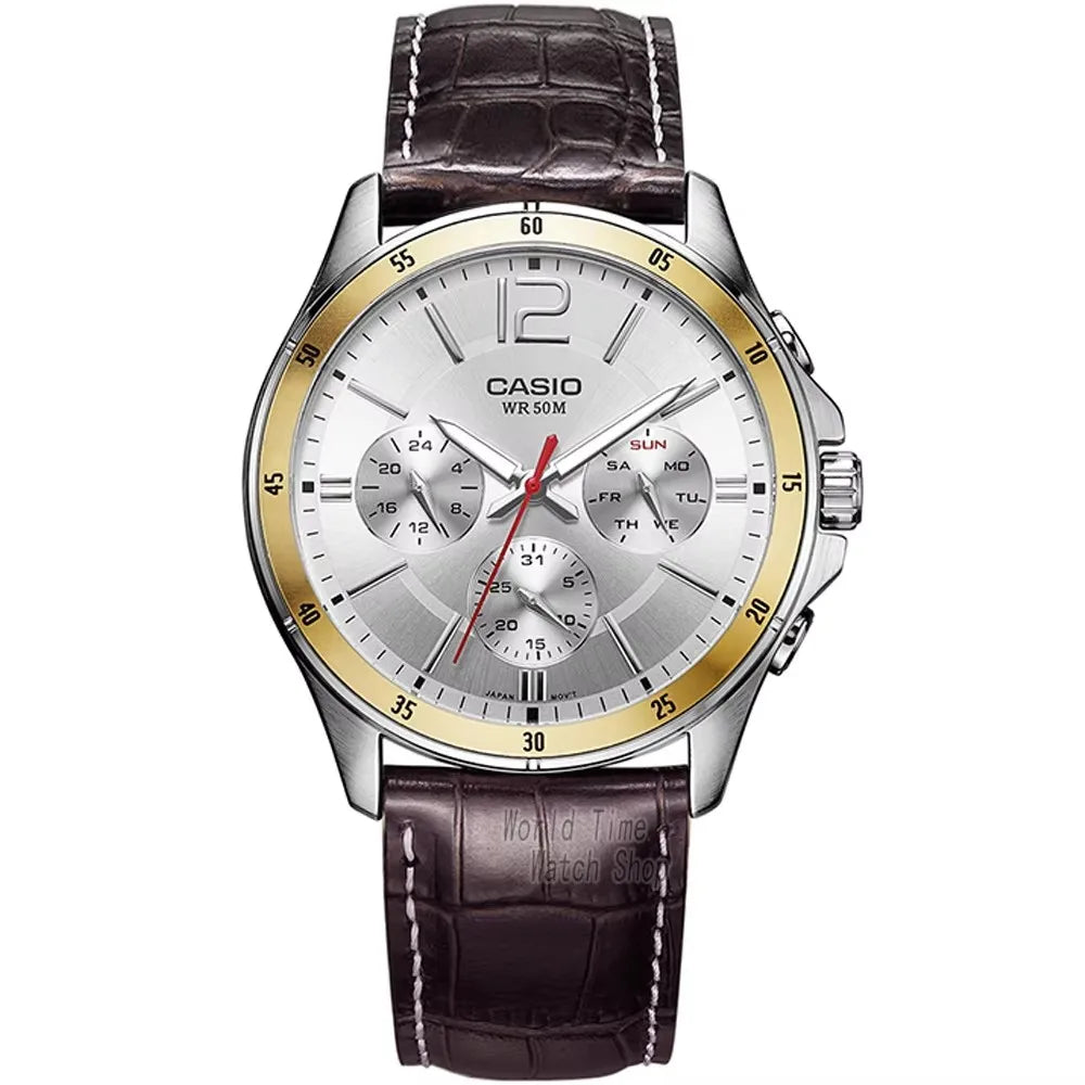 Top Brand Luxury! Casio MTP-1374 Quartz Watch – 50M Water Resistant, Multi-Hand Analog Display for Business & Military Style
