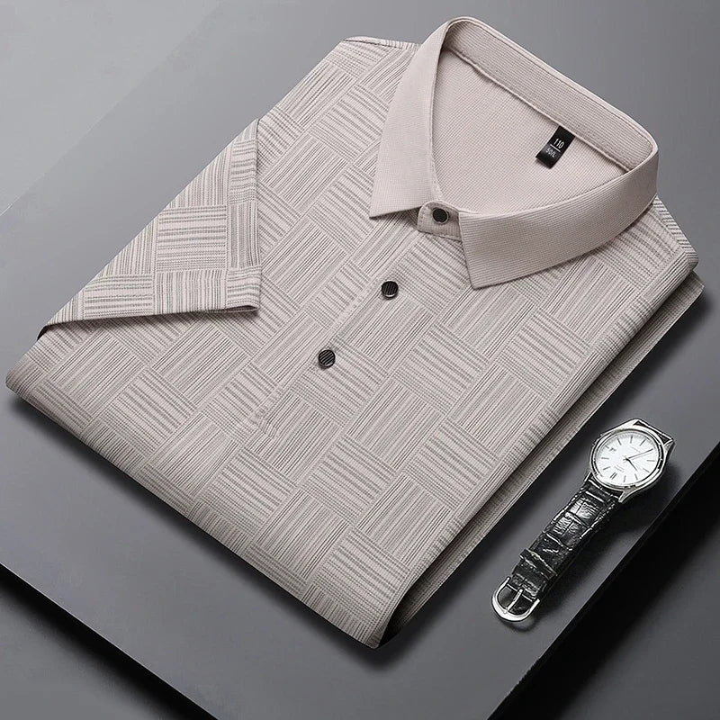 Men’s Premium Printed Business Casual Polo – Breathable, Stylish & Comfortable