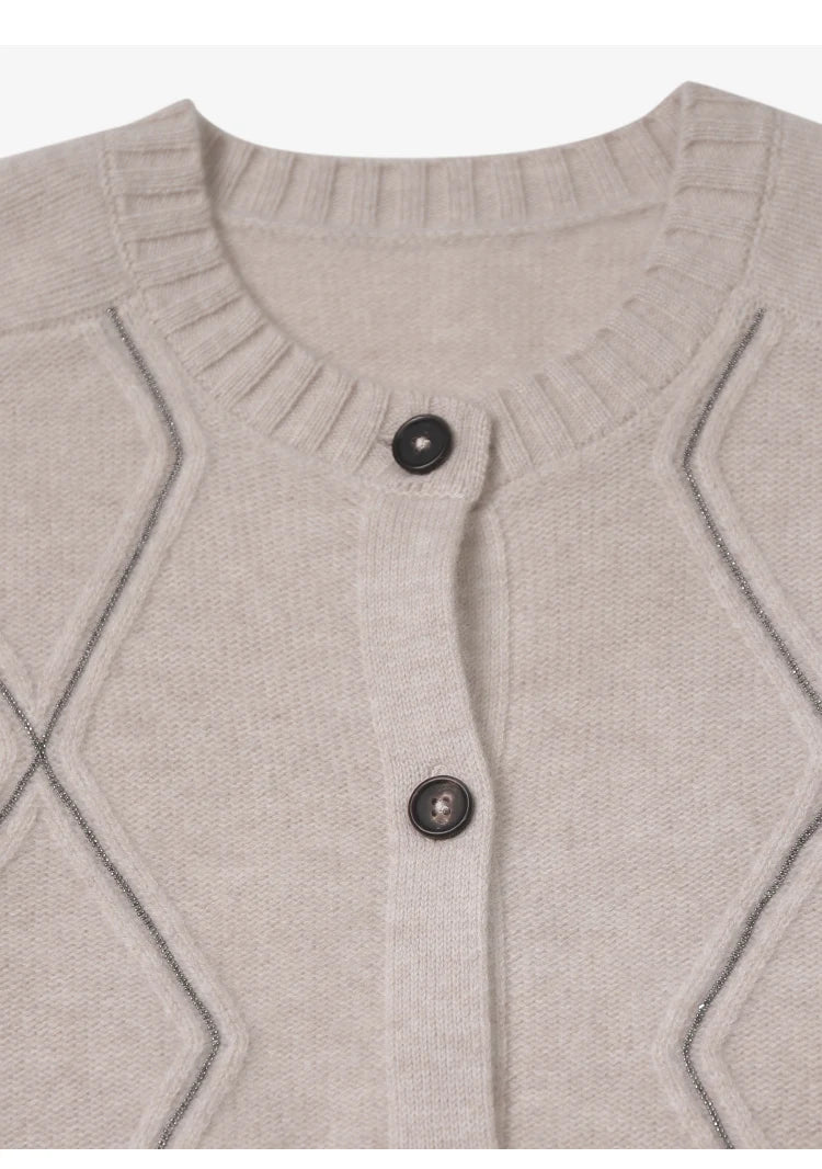 BC940 100% merino wool High-quality luxury brand women's long-sleeved thick cardigan knitted sweater