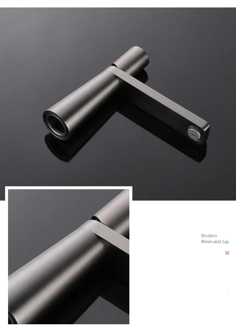 Brushed Gold Solid Brass Bathroom Basin Faucet – Premium Hot & Cold Mixer Tap