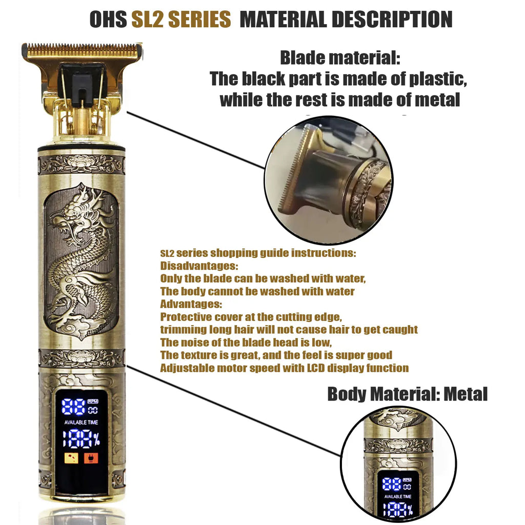 Barber Grade Precision! T9 Rechargeable Hair Clipper – 0mm Shaver, Titanium Alloy Blade for Beard, Body & Haircut