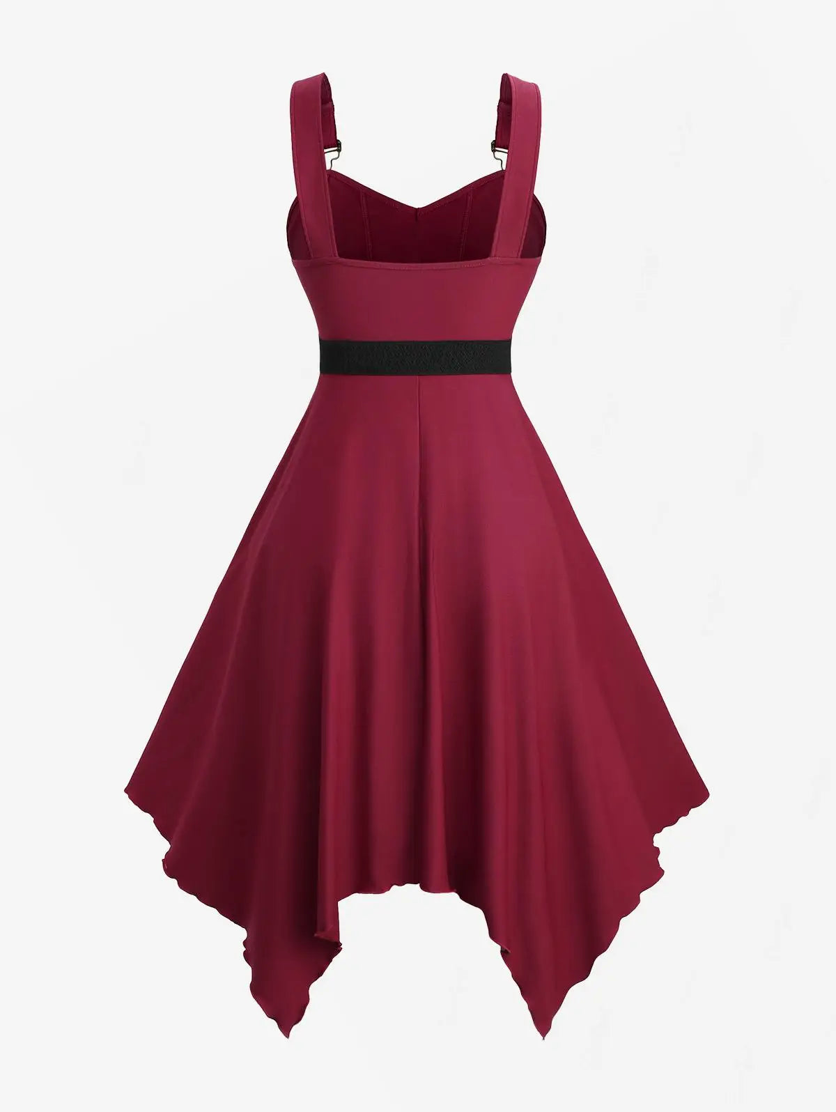 ROSEGAL Plus Size Lace-Up Handkerchief Dress With Pockets And Removable Belt Women's Casual Maxi Dress Deep Red Vestidos