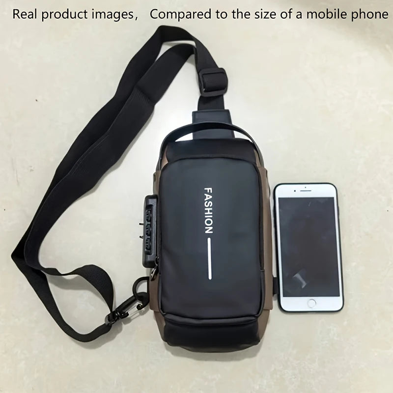 Rugged Style! Durable Oxford Fabric Men's Sling Bag – Crossbody Chest Pack for Motorcycle Commute & Daily Use