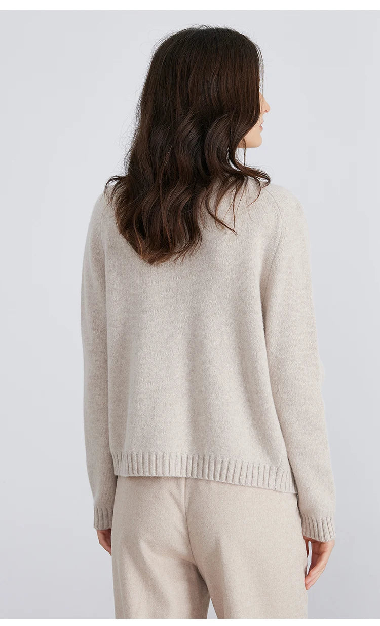 BC940 100% merino wool High-quality luxury brand women's long-sleeved thick cardigan knitted sweater