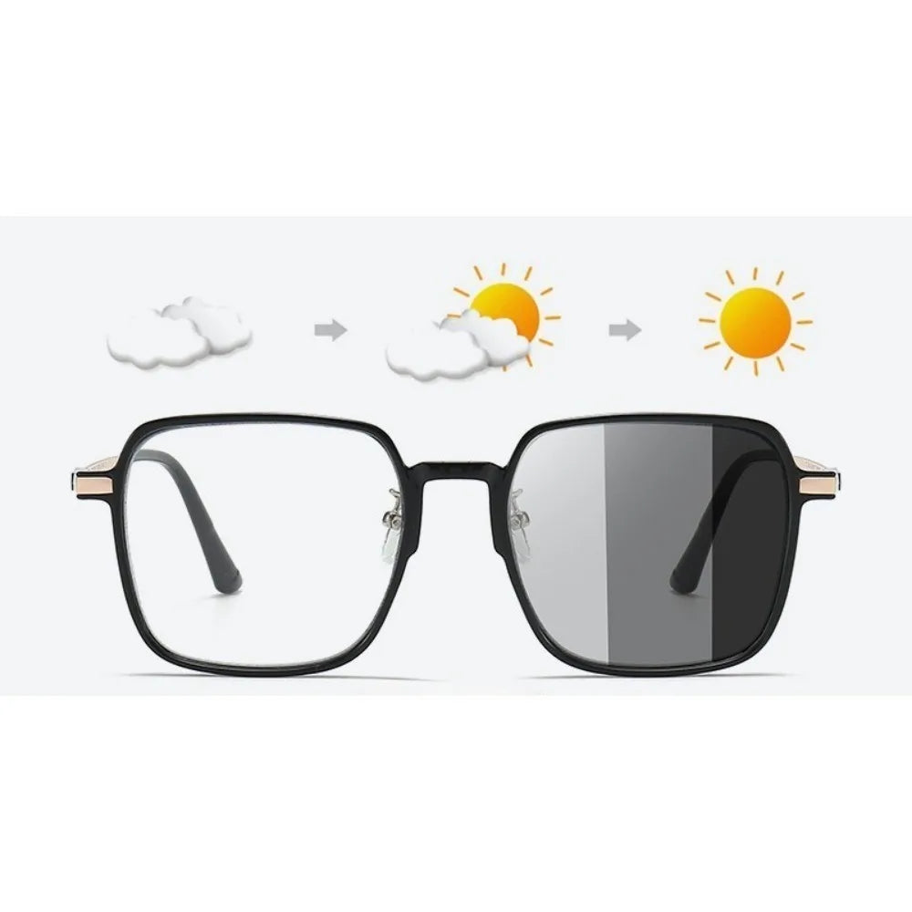 2-in-1 Vision! Photochromic Anti-Radiation Glasses – Blue Light Protection Indoors, UV Tint Outdoors, Unisex Metal Frame