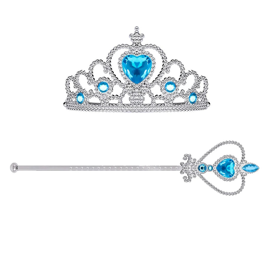 Dreamy Performance Gown! Little Girls' Cinderella Cosplay Dress – Blue Princess, Appliques & Bubble Sleeves