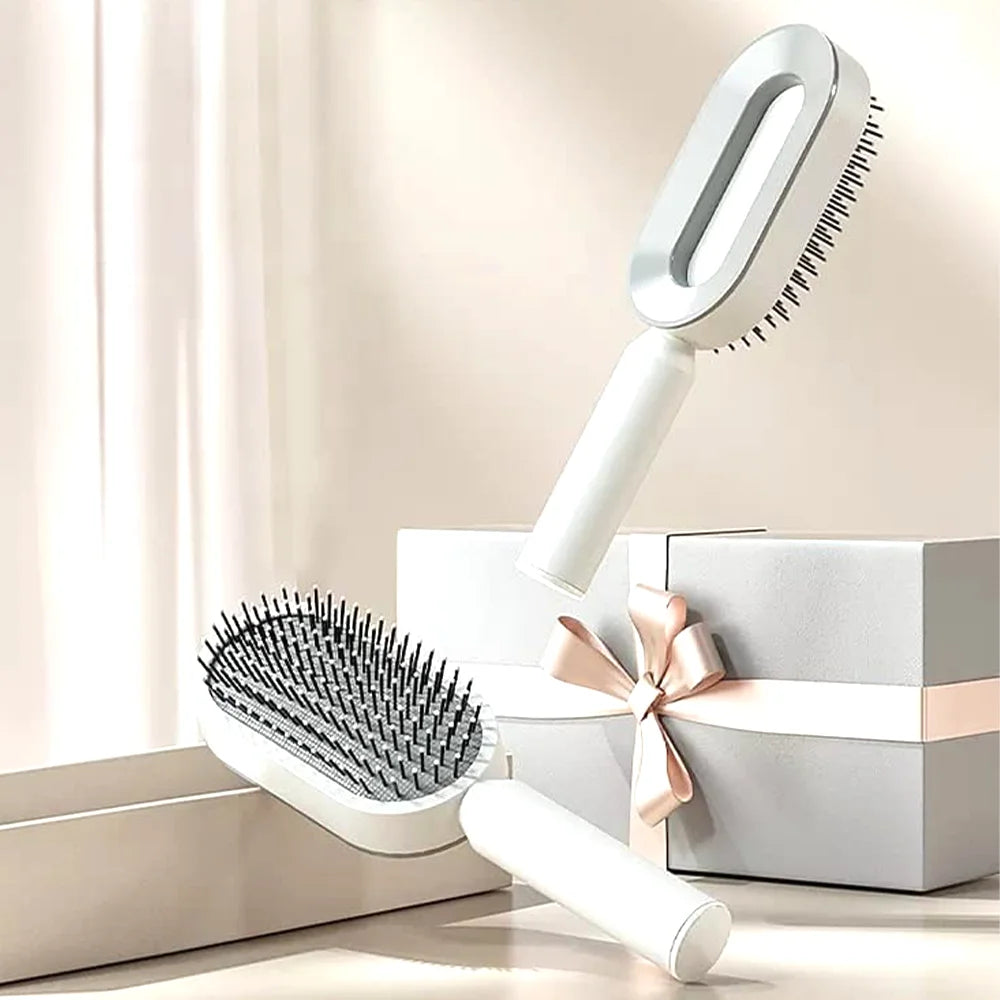 Self-Cleaning Scalp Massage Hair Brush – 3D Air Cushion Detangling Comb