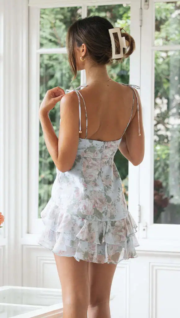 Sexy Low-Cut Chiffon Halter Dress – European & American Summer Printed A-Line Sling Dress for Women