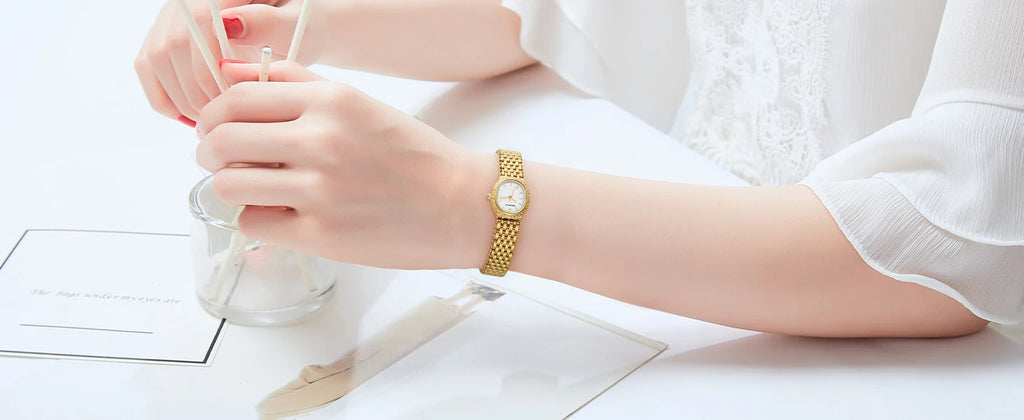 Slim Elegance! BERNY Oval Gold Quartz Ladies Watch – Swiss Movement, Ultra-Thin Case, Stainless Steel Bracelet, 30M Waterproof