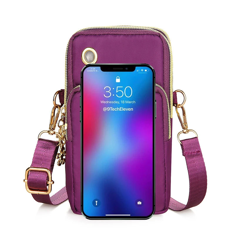 Mommy Must-Have! 2024 Fashion Crossbody Mini Phone Bag – Neck Hanging, Durable Oxford, Running Cover Utility