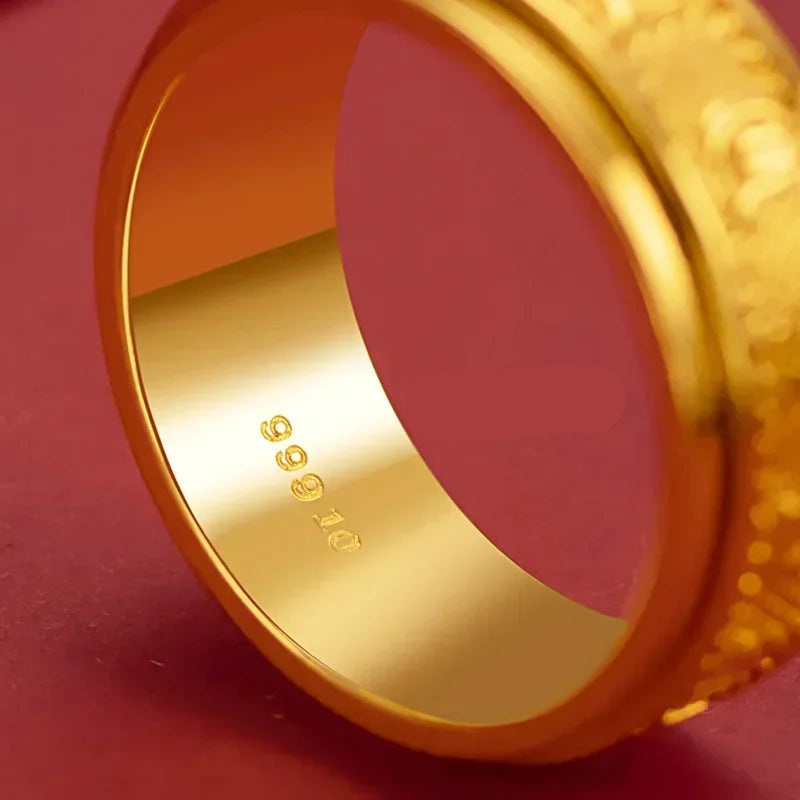 Ultimate Purity! Genuine 9999 Real 24K Gold Wedding Ring – Classic Dragon & Phoenix Design, Certified Fine Jewelry