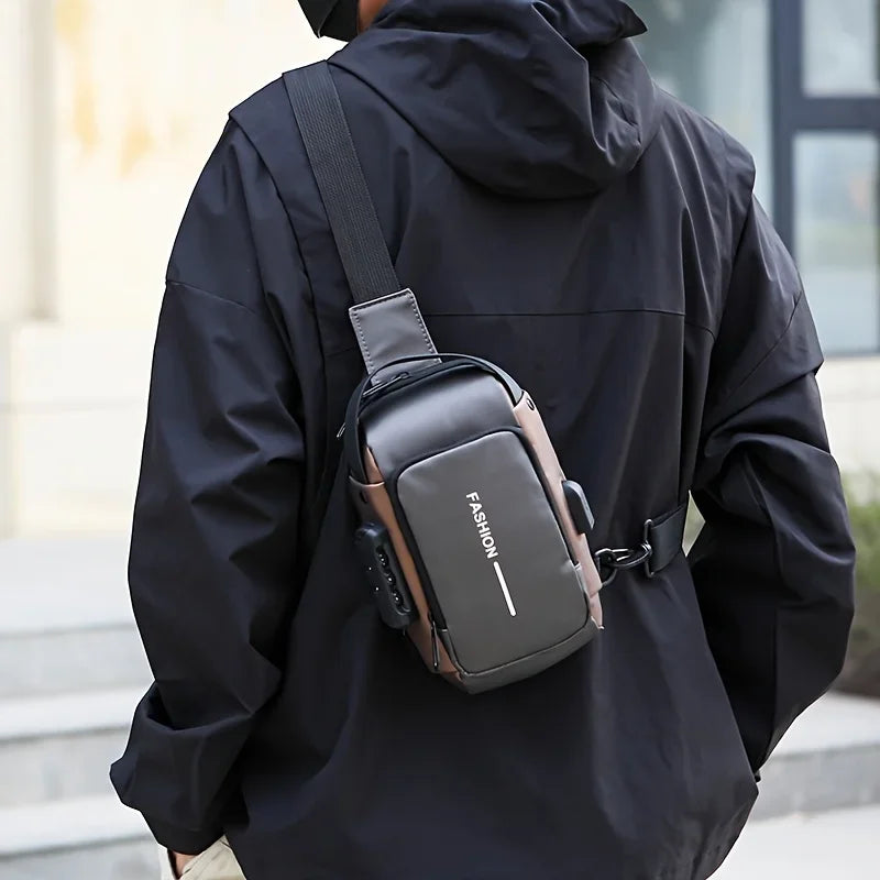 Rugged Style! Durable Oxford Fabric Men's Sling Bag – Crossbody Chest Pack for Motorcycle Commute & Daily Use