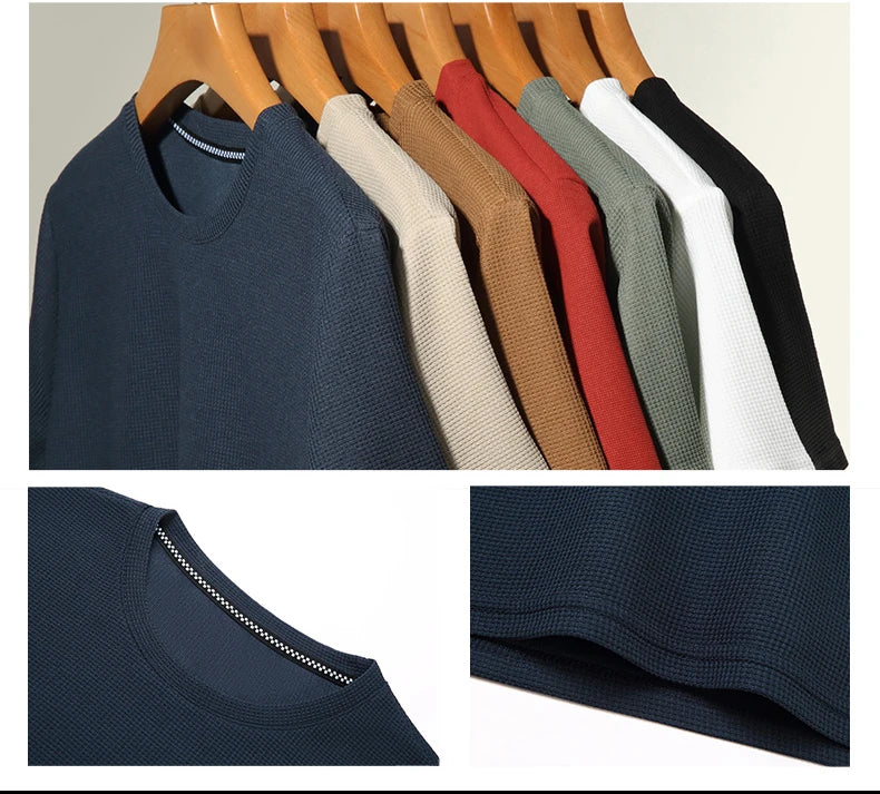 Texture & Comfort! New Summer Waffle Knit T-Shirt for Men – Breathable, Round Neck, Short Sleeve Casual Top