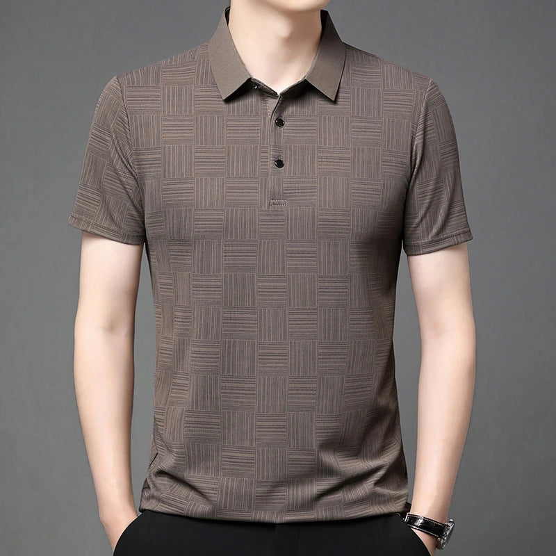 Men’s Premium Printed Business Casual Polo – Breathable, Stylish & Comfortable