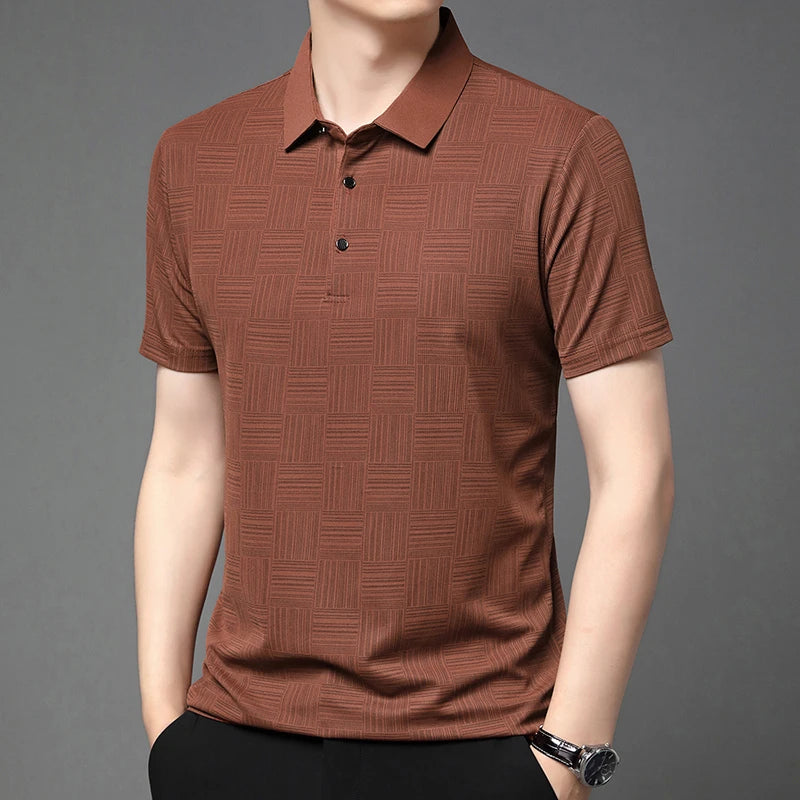 Men’s Premium Printed Business Casual Polo – Breathable, Stylish & Comfortable