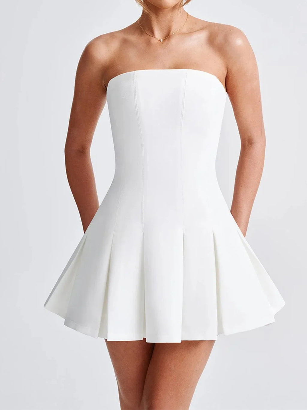 Night Out Glamour! Elegant Pleated Mini Dress – Chic Tube Top, Slim Fit, Perfect for European/American Events