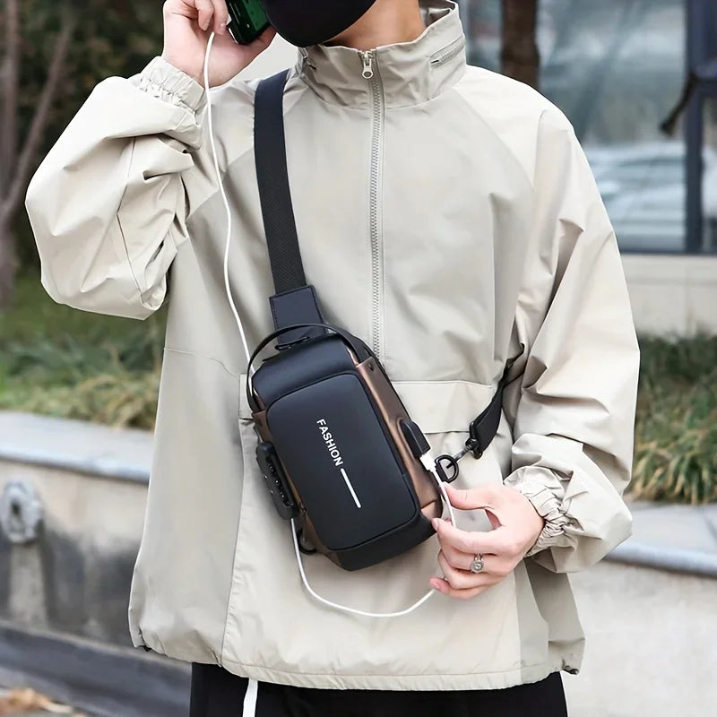 Rugged Style! Durable Oxford Fabric Men's Sling Bag – Crossbody Chest Pack for Motorcycle Commute & Daily Use