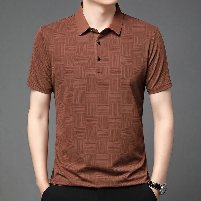 Men’s Premium Printed Business Casual Polo – Breathable, Stylish & Comfortable
