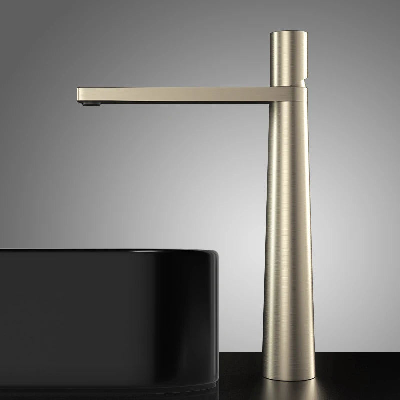Brushed Gold Solid Brass Bathroom Basin Faucet – Premium Hot & Cold Mixer Tap