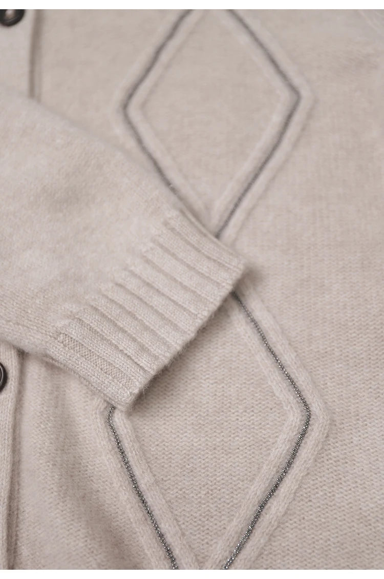 BC940 100% merino wool High-quality luxury brand women's long-sleeved thick cardigan knitted sweater