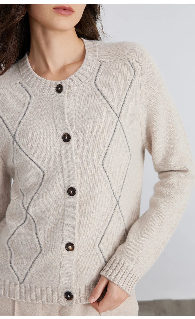 BC940 100% merino wool High-quality luxury brand women's long-sleeved thick cardigan knitted sweater