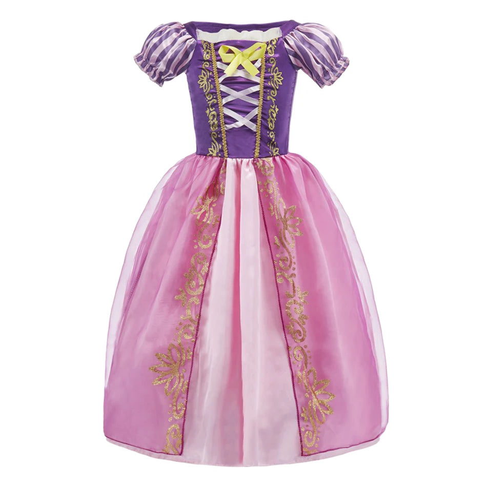Dreamy Performance Gown! Little Girls' Cinderella Cosplay Dress – Blue Princess, Appliques & Bubble Sleeves