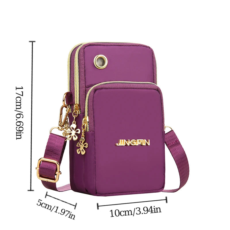 Mommy Must-Have! 2024 Fashion Crossbody Mini Phone Bag – Neck Hanging, Durable Oxford, Running Cover Utility